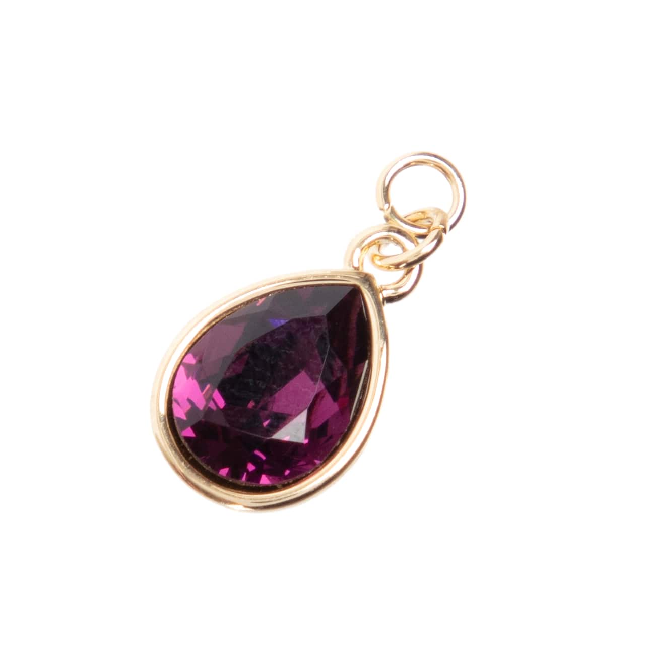 12 Pack: 14K Gold Plated Amethyst Austrian Crystal Pear Cut Charm by Bead Landing™